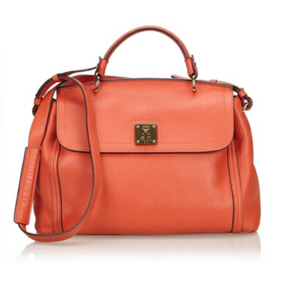 MCM 2Way Shoulder Bag Satchel Burnt Orange Smooth Leather